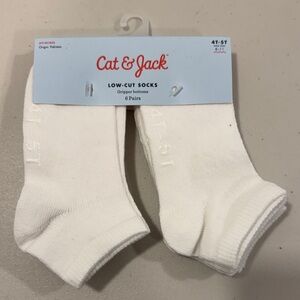 Cat & Jack White Low-Cut Athletic Socks - 6 Pack